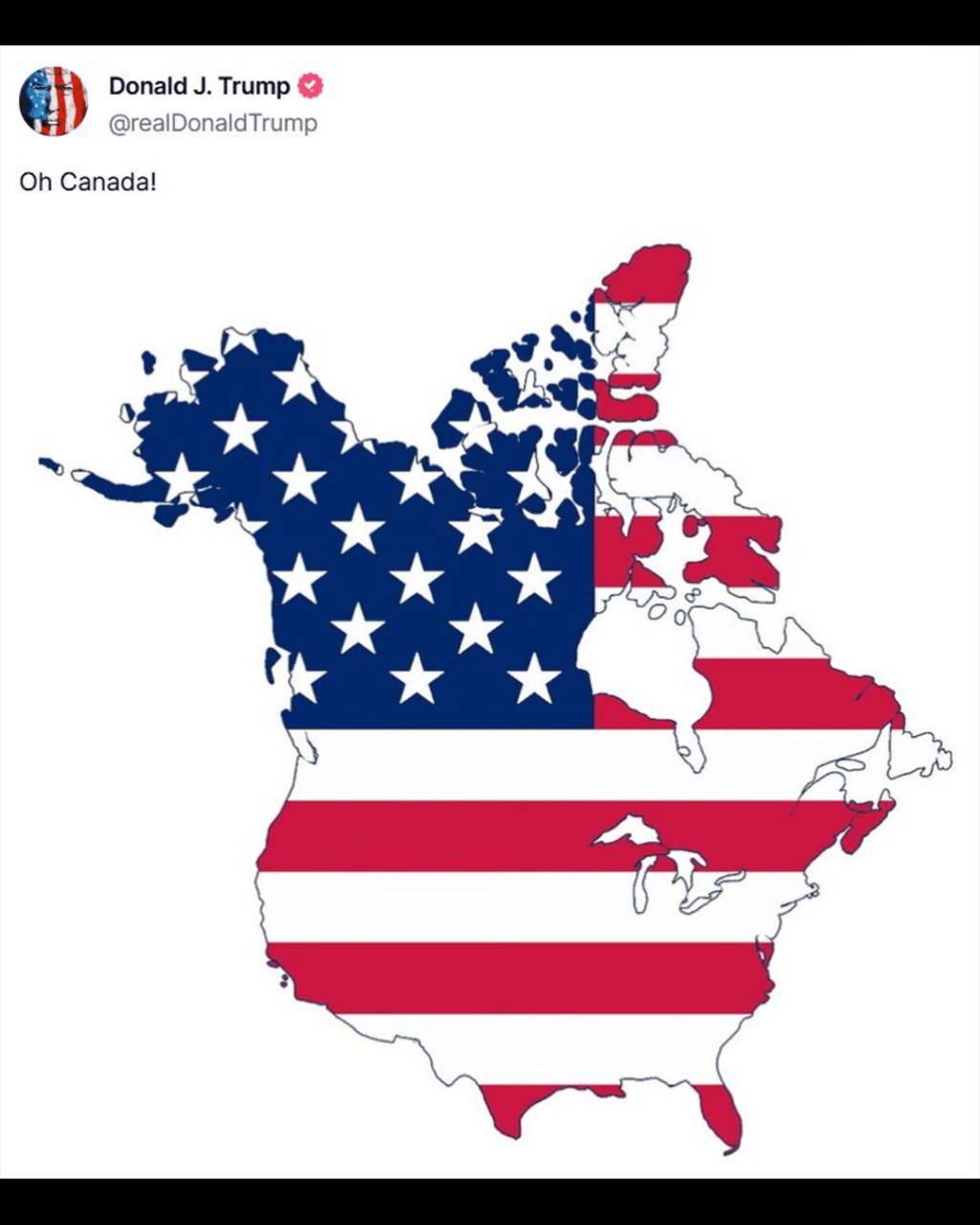 Donald Trump bagikan postingan gambar peta yang menunjukkan Kanada merupakan bagian dari&nbsp;AS